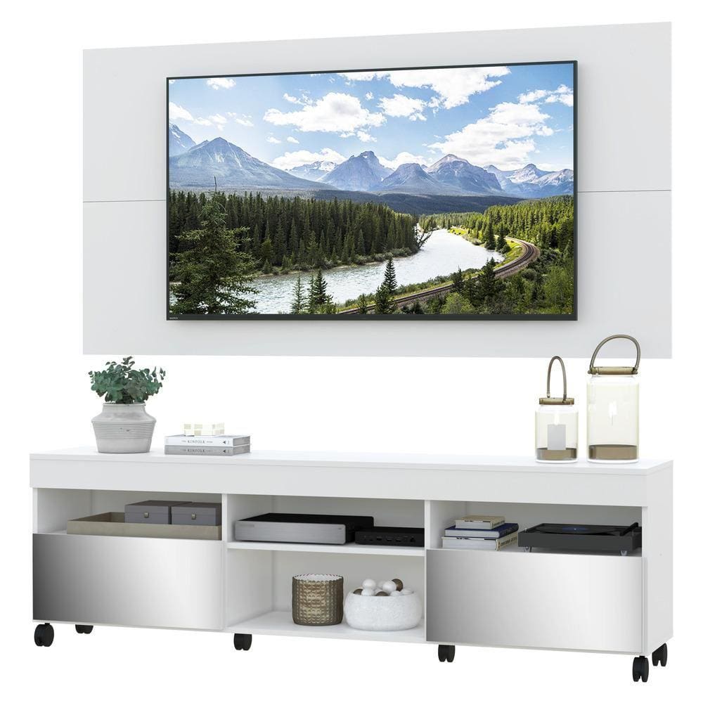 Rack com Painel TV 65" com Rodízios e Espelho Londres Multimóveis V3340