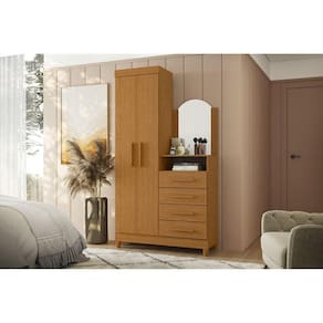 Cômoda com Espelho 2 Portas 4 Gavetas Capri Cinamomo