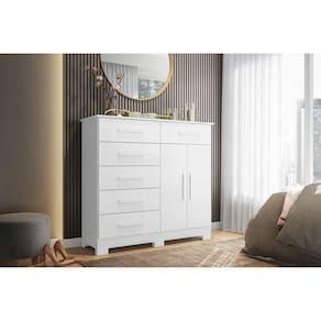 Cômoda 2 Portas 6 Gavetas em Mdp Xangai Branco