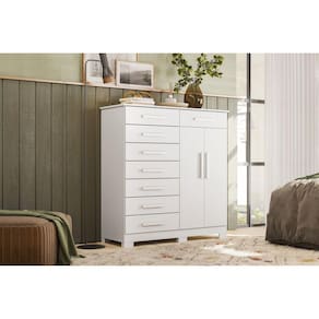 Cômoda 8 Gavetas 2 Portas com Cabideiro Verona Branco