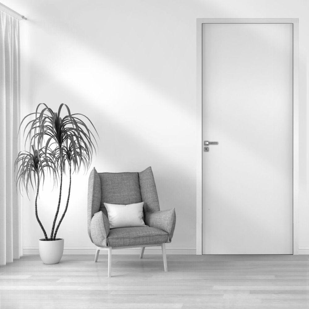 Kit Porta de Madeira 210x92cm Batente 18cm Lisa Primer Uniportas Branco