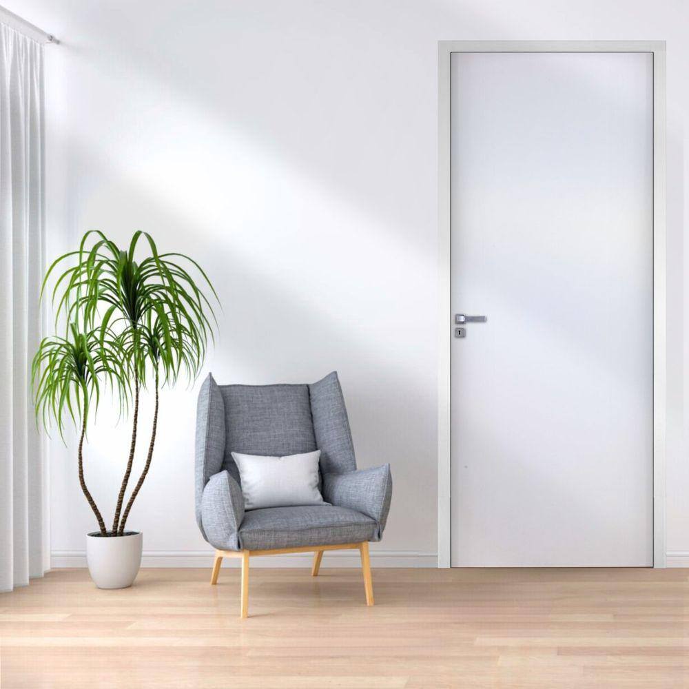 Kit Porta de Madeira 210x82cm Batente 20cm Lisa Primer Uniportas Branco