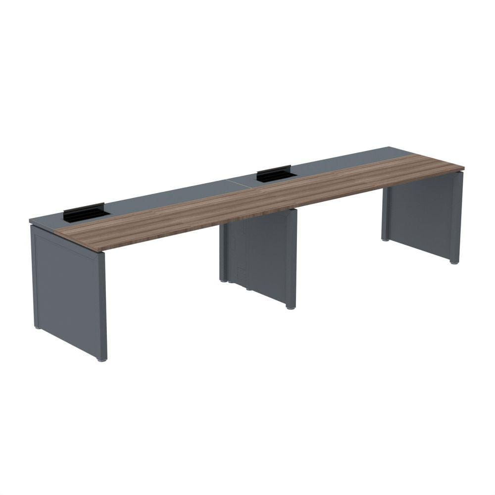 Mesa de Plataforma Simples para 2 Pessoas Corporativa 120x792/2p Pscpp120/792/2p Walnut/Grafito