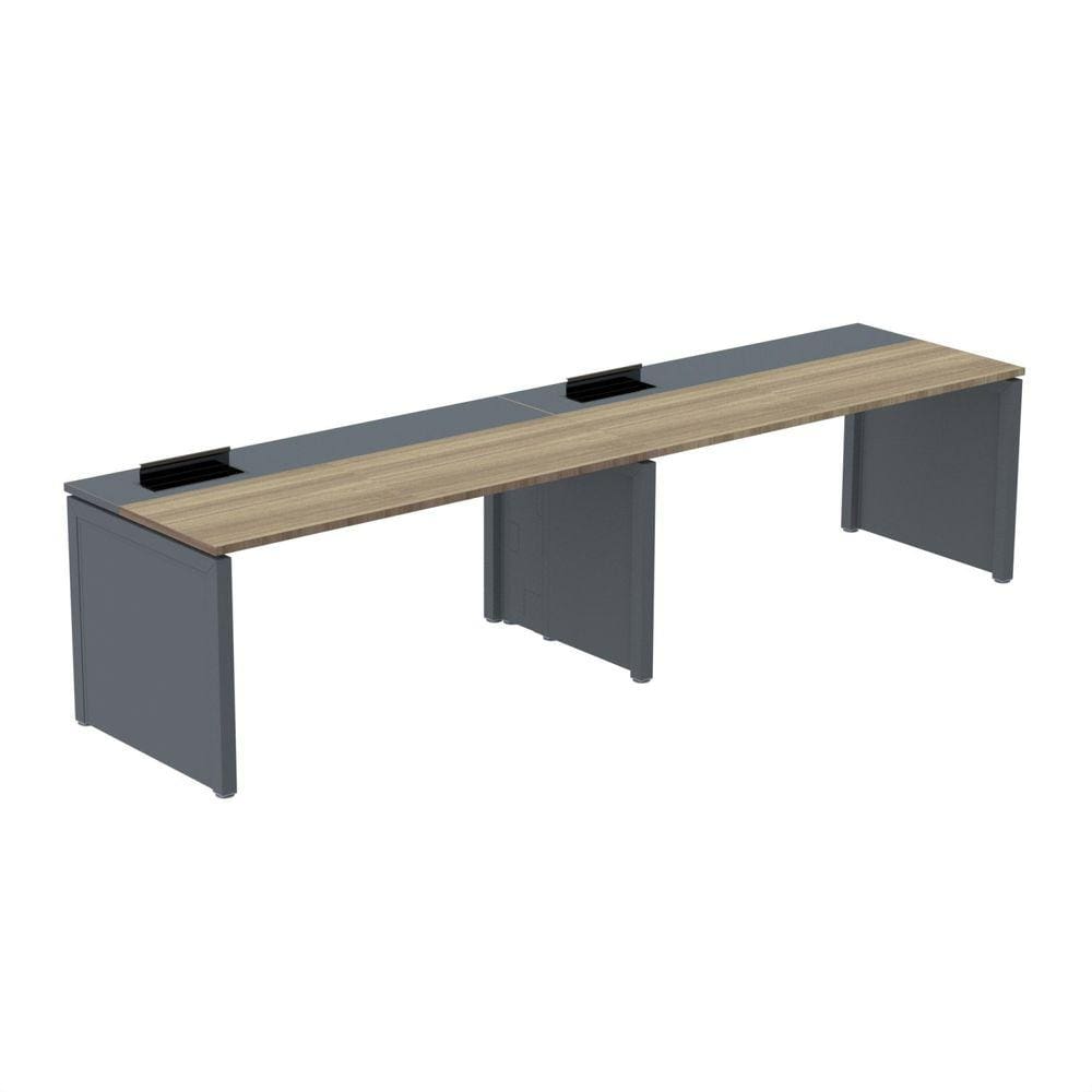 Mesa de Plataforma Simples para 2 Pessoas Corporativa 110x792/2p Pscpp110/792/2p Noce Naturalle/Grafito