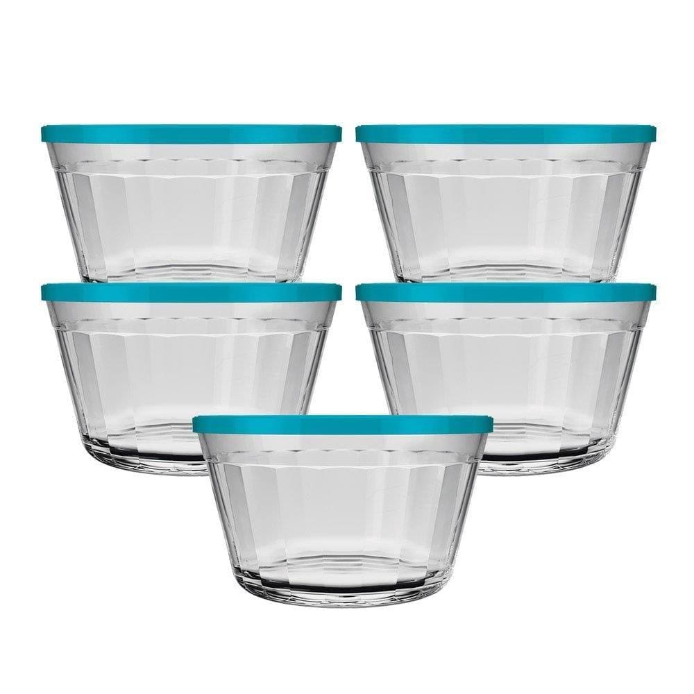 Conjunto de Tigelas Americano 1L com Tampa Colorida 6 Peças