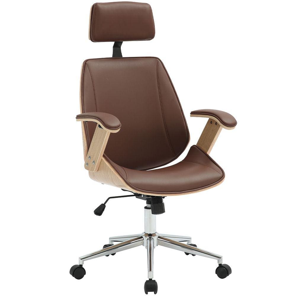 Cadeira Para EscritórioPresidente Giratória Office Natural Polaris Corano R01 Marrom - Lyam Decor