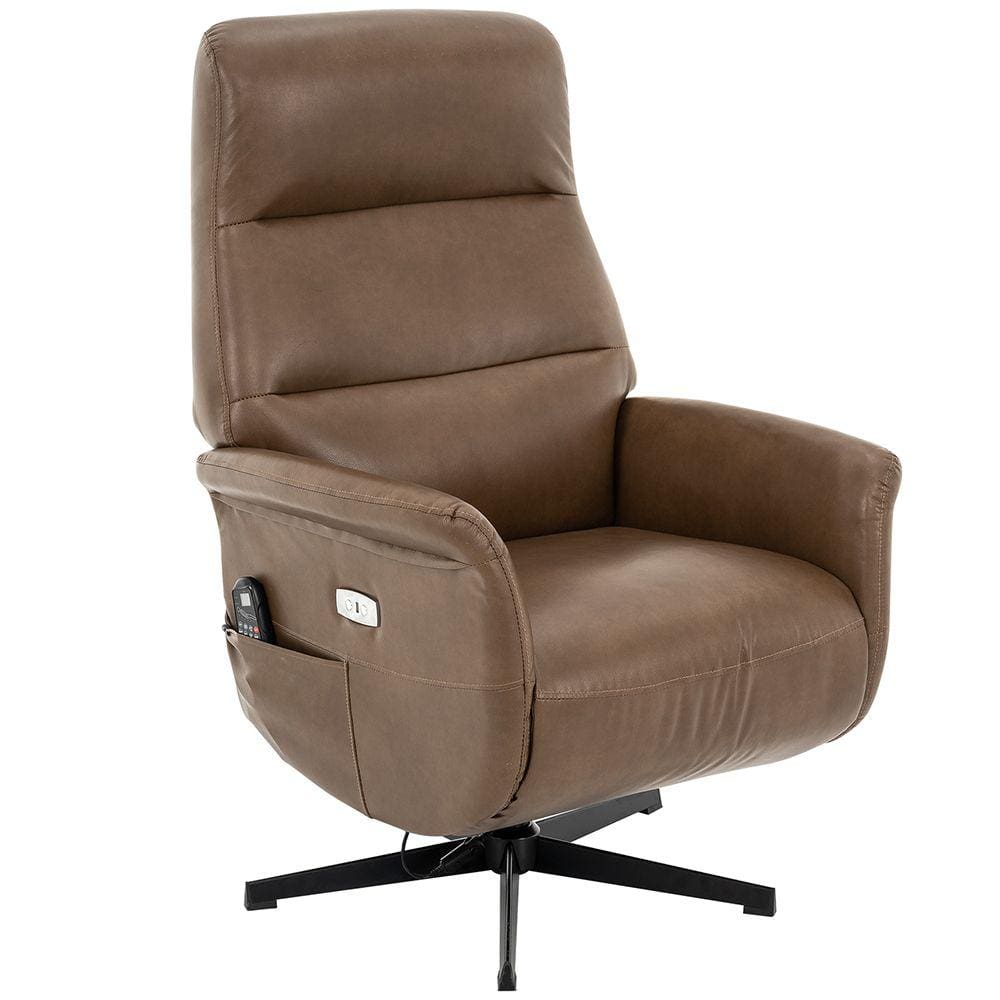 Poltrona Reclinável Massageadora Base Giratória Magnet R01 Marrom - Lyam Decor