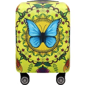 Capa Para Mala De Viagem Bordo 10kg Protetora Skinbag Mandala Borboleta Amarela Impermeável 55x35x25 ColoriCasa