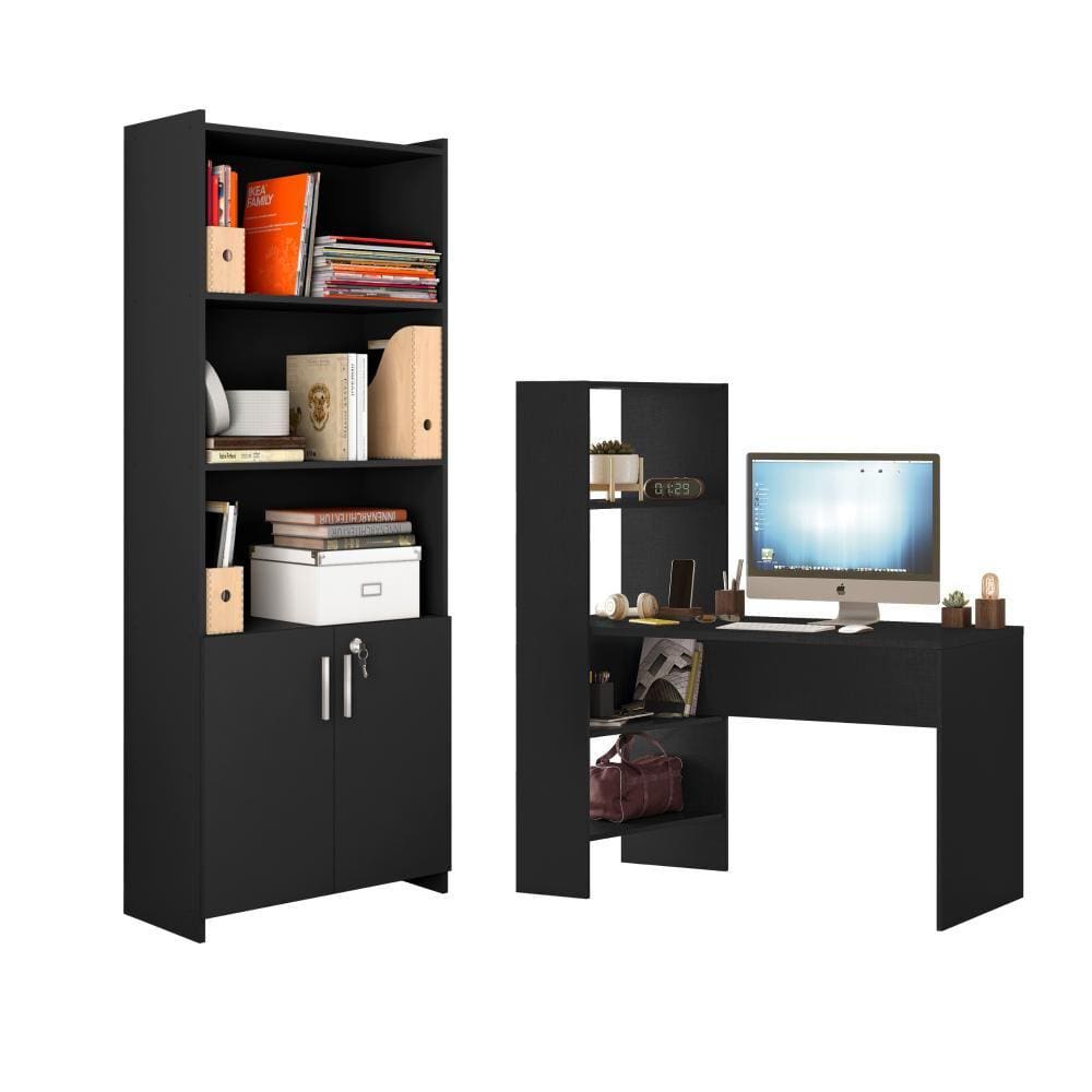 Conjunto Para Escritório 2 Peças com Escrivaninha e Armário Notável Móveis