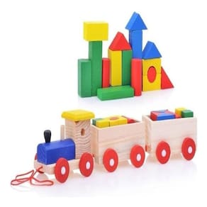 Brinquedo Trem Geométrico Com Blocos De Montar