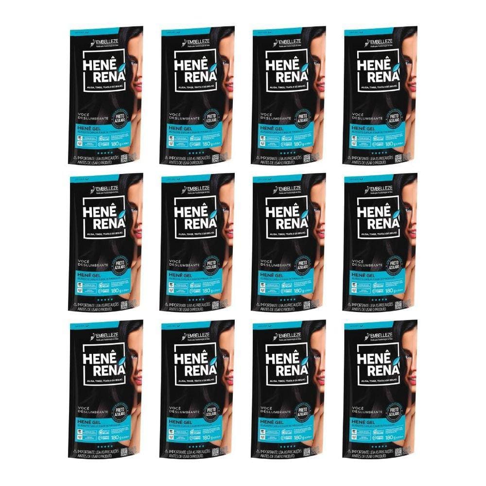 Hene Rena 180G Preto Azulado - Kit Com 12Un