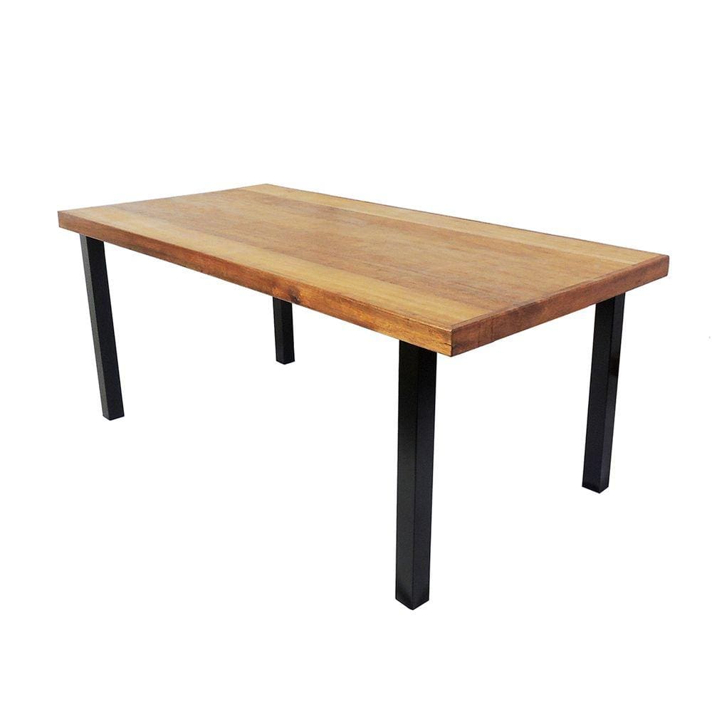 Mesa Industrial Dallas Madeira Maciça 1,30m Ferragem Preta