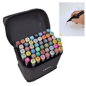 Caneta Marcador 48 Cores Permanente Ponta Dupla Arte Pintura Desenho Estudante Trabalho Escola Diversao