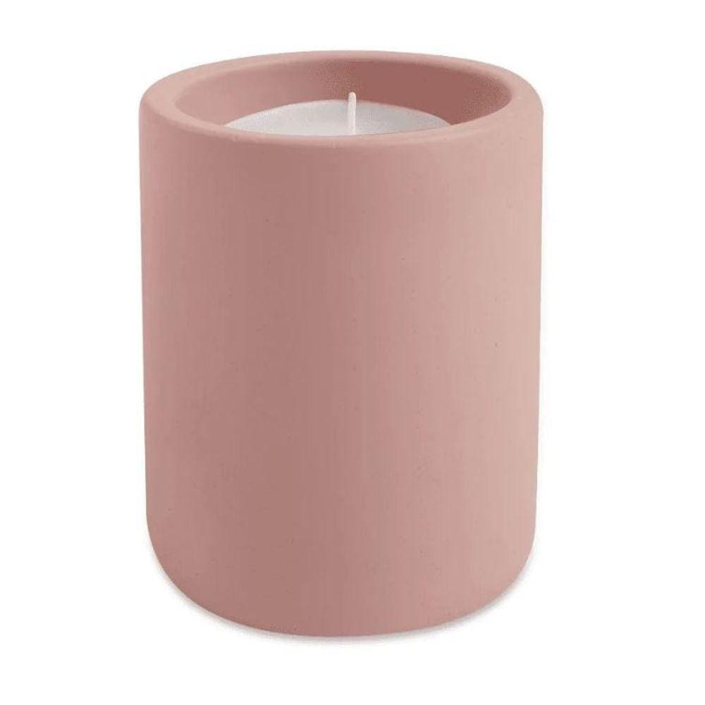 Vela Com Suporte em Cimento Rosa - Mart
