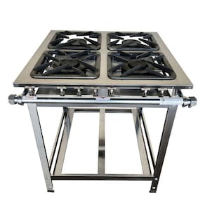 Fogão Industrial Gold 4 Bocas 2QS 2QD Baixa Pressão Perfil 7 Inox 304 Cefaz