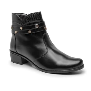 Bota Feminina Cano Curto Zíper Bico Redondo Casual Conforto