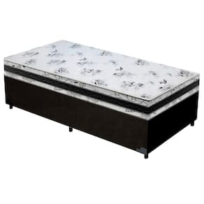 Cama Base Box Solteiro Super Confort Suede Preto + Colchão Solteiro Super Confort D33 24x88x188