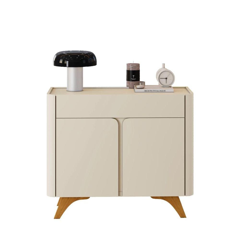 Buffet Arcus 2 Portas Off White Pés em Madeira Maciça