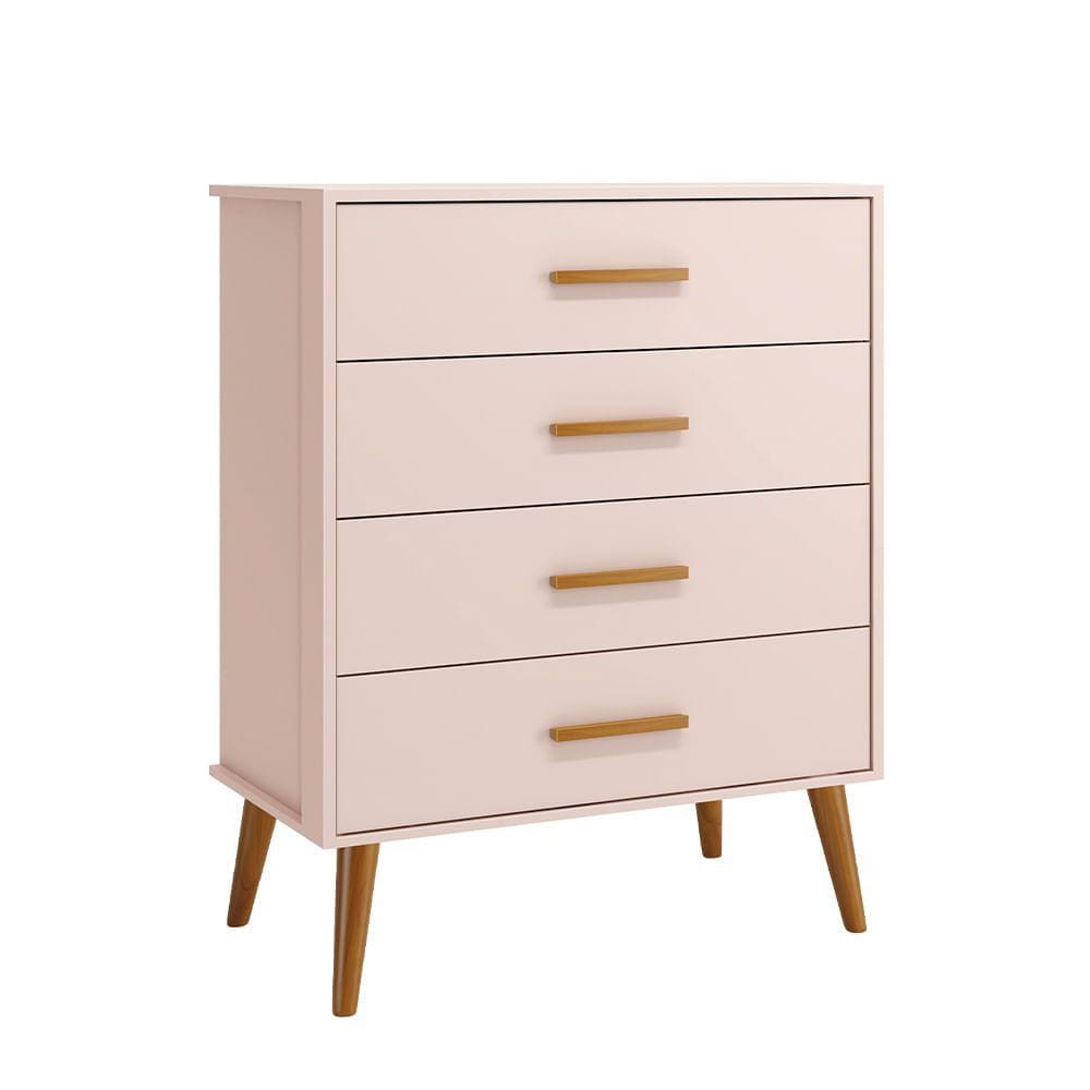 Cômoda Isis 4 Gavetas – Rosa Fosco