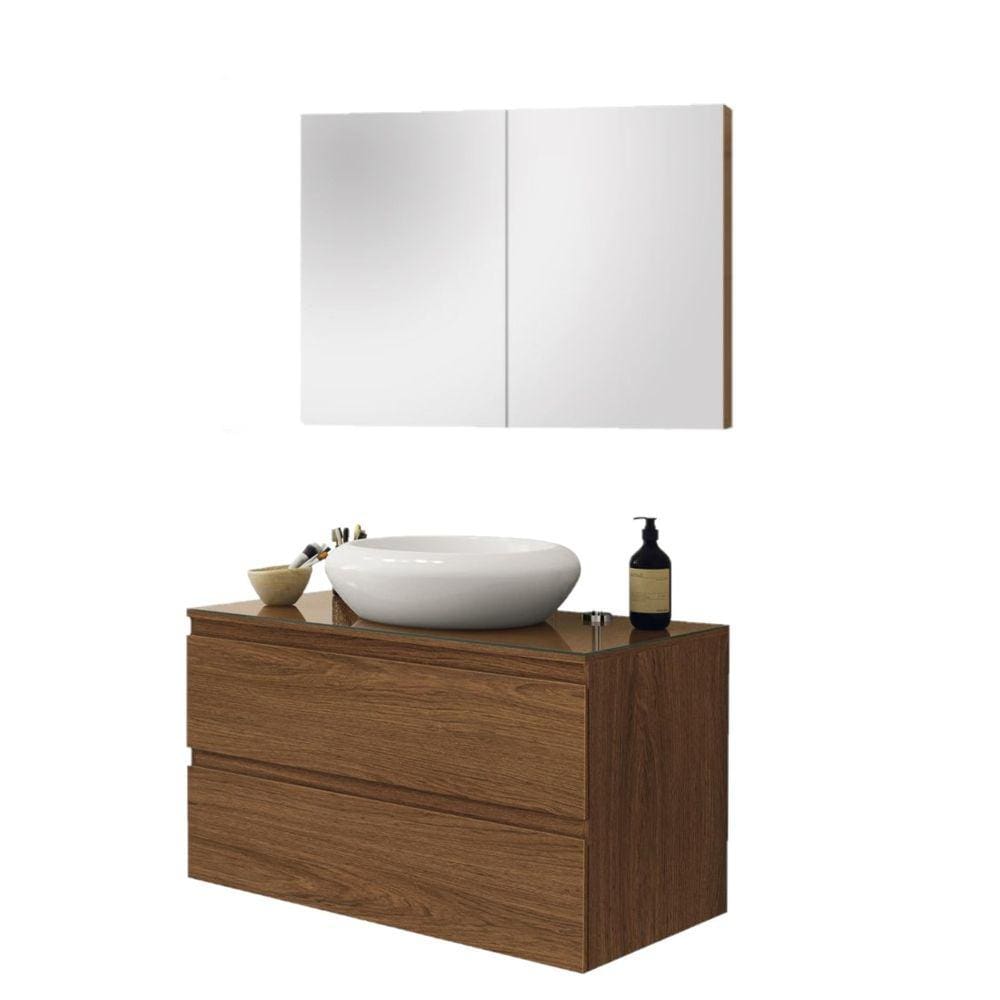 Conjunto Jess 80cm Espelheira Life e Cuba Branca Cor: Marrom