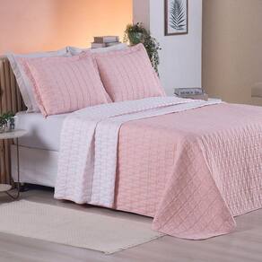 Cobre Leito Casal Padrão Cristal Percal 200 Fios Bordado 3 Peças - Rose