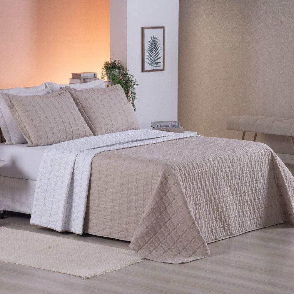 Cobre Leito King Cristal Percal 200 Fios Bordado 3 Peças - Avela