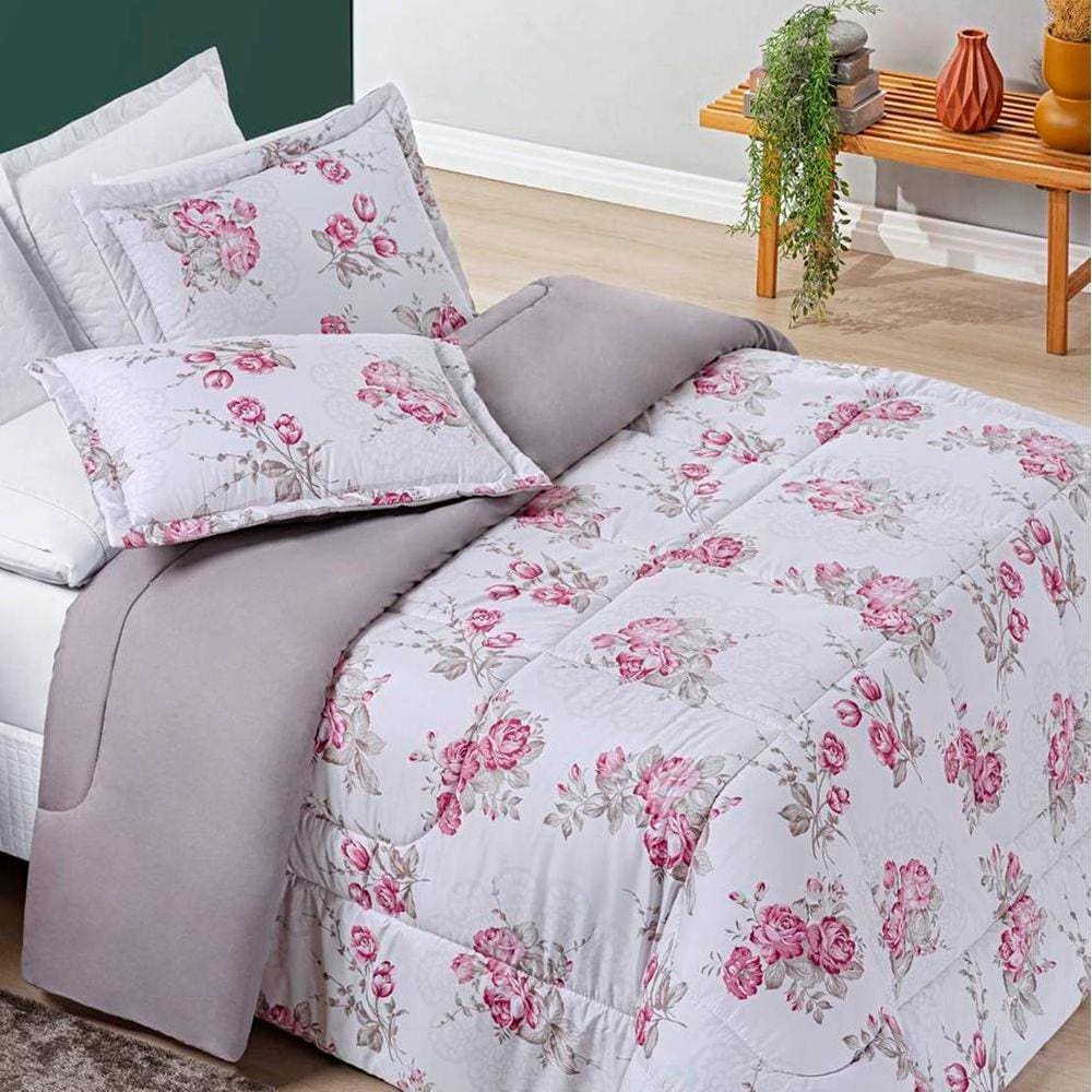 Edredom King Dupla Face Avere 200 Fios Estampado 3 Peças - Lilac