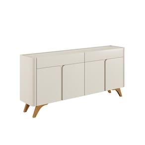 Buffet Arcus 4 Portas Off White Pés em Madeira Maciça