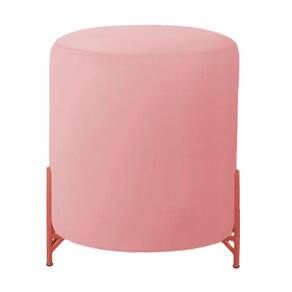 Puff Decorativo Thor Ferro Base Bronze Veludo Rosê - Montanaris Decor