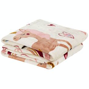 Manta Solteiro Kids Flannel Microfibra 1 Peça - Unicornio