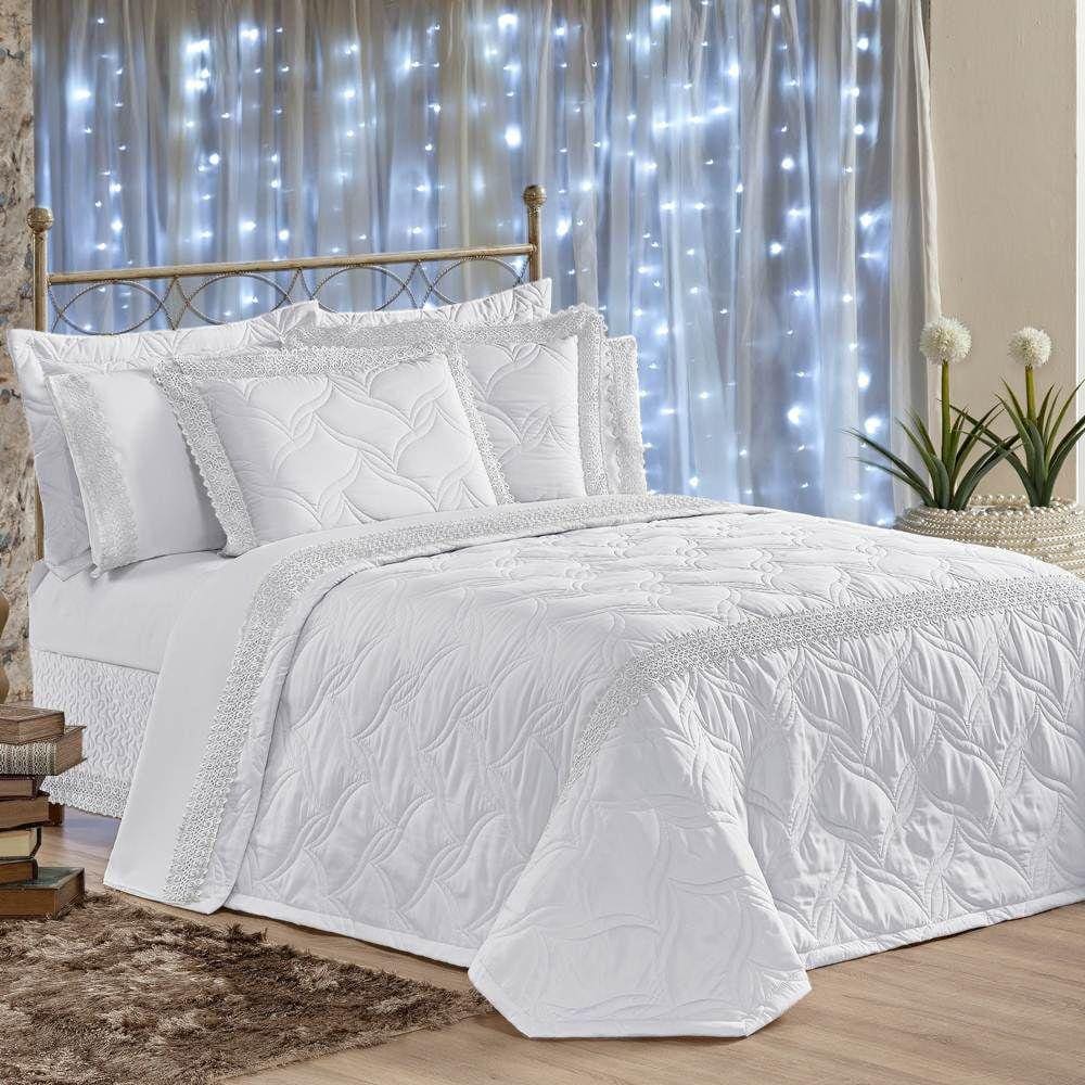 Cobre Leito Queen Royalle Matelado com Guipir 7 Peças - Branco