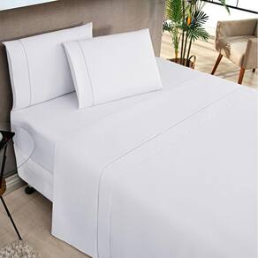 Jogo de Lençol Casal Padrão Elegance 180 Fios 4 Peças - Branco