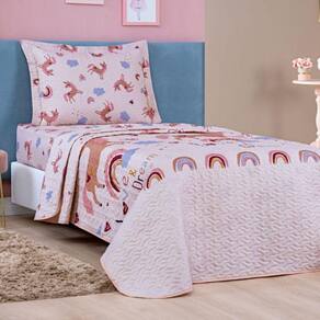 Colcha Solteiro Bouti Kids Dupla Face Estampado 2 Peças - Unicornio