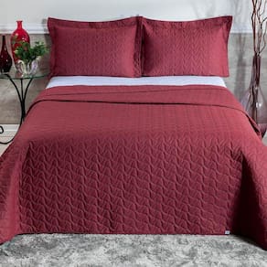 Cobre Leito King Egeo Dupla Face Percal 200 Fios 3 Peças - Vermelho