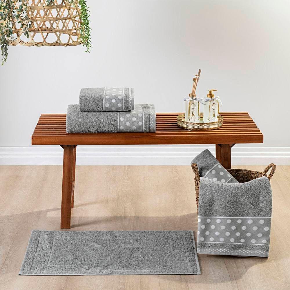 Jogo de Banho Petit Poa Algodão 5 Peças - Granito