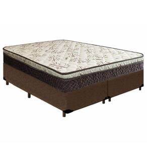 Cama Box Queen Bipartido Suede + Colchão Elegance Ortopédico Espuma D33 Extra Firme 158x198x63