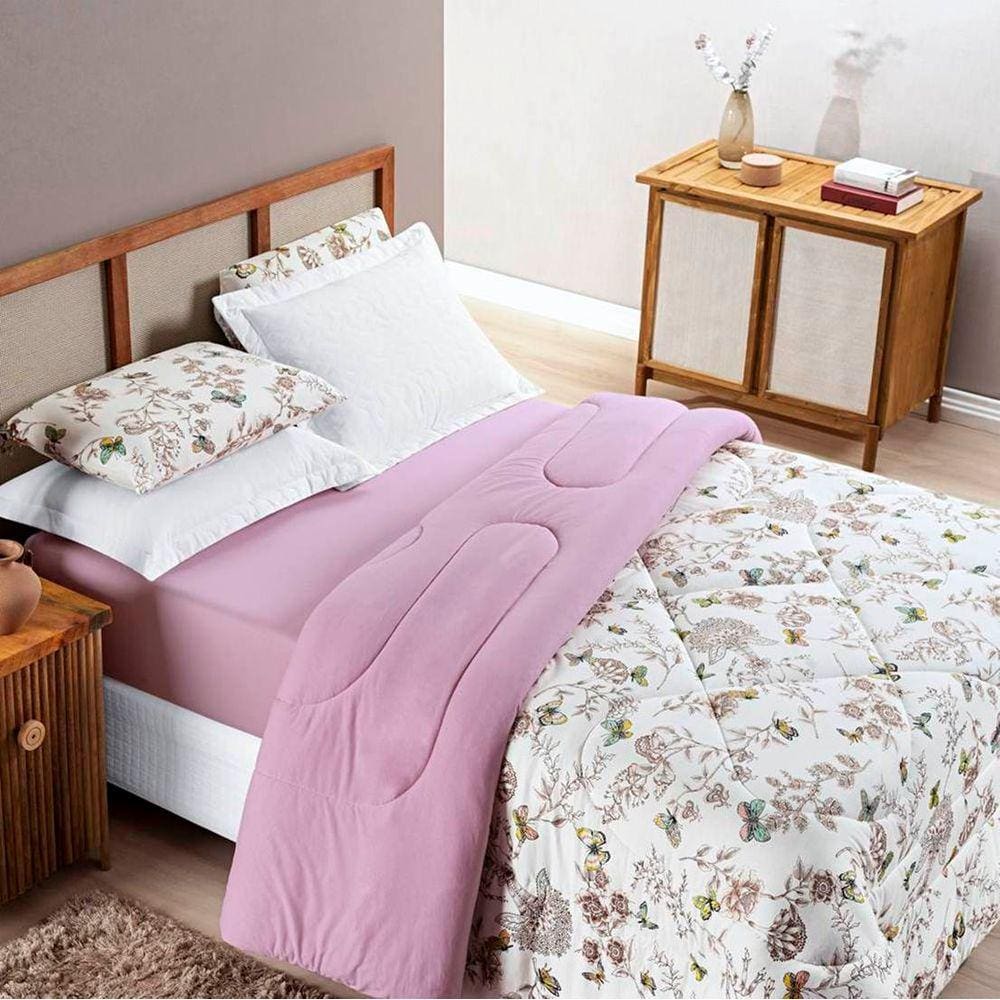 Edredom Queen Dupla Face Quality Malha 100% Algodão 1 Peça - Butterfly