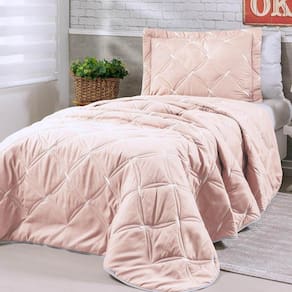 Cobre Leito Solteiro Unique 200 Fios Bordado 2 Peças - Rose