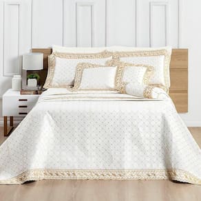 Cobre Leito King Royale Percal 200 Fios Algodão 6 Peças - Off White