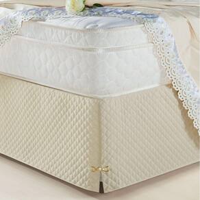 Saia Para Cama Box Casal Padrão Veneza 1 Peça - Bege