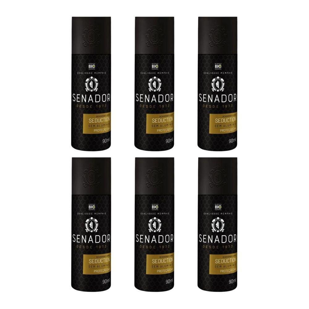 Desodorante Spray Senador Seduction 90Ml - Kit Com 6Un