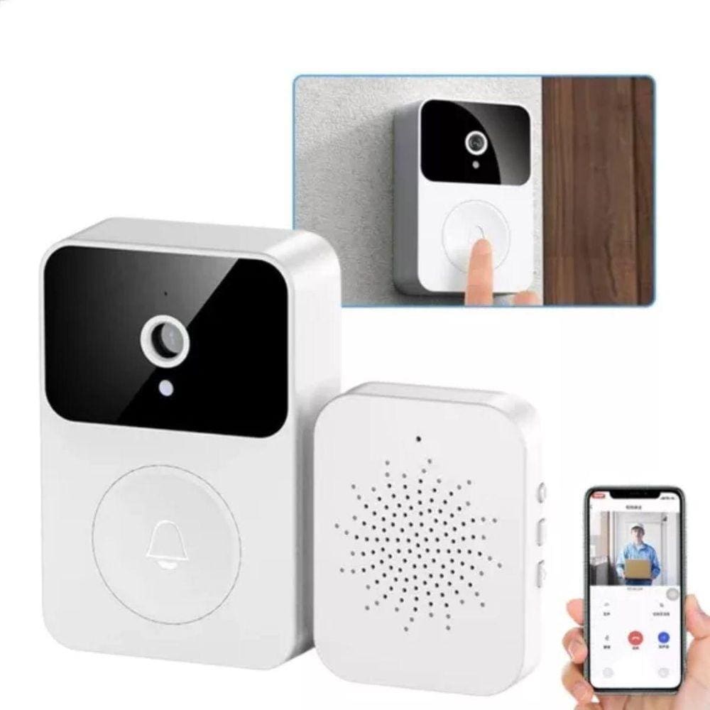 Campainha Com Câmera Wifi Sem Fio À Prova D`Água Recarrega