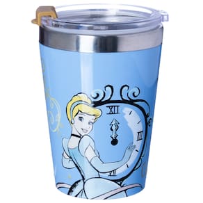 Copo Princesa Cinderela Azul Térmico Quente Gelado 300ml Com Tampa Oficial Disney