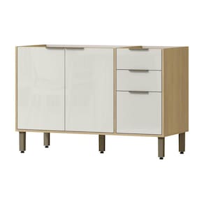 Balcão de Cozinha para Pia 2 Gavetas Glória Castanho/Off White