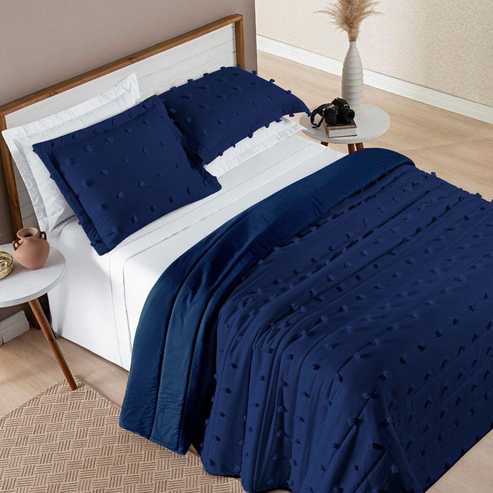 Cobre Leito Casal Padrão Poppy Micropercal 300 Fios 3 Peças