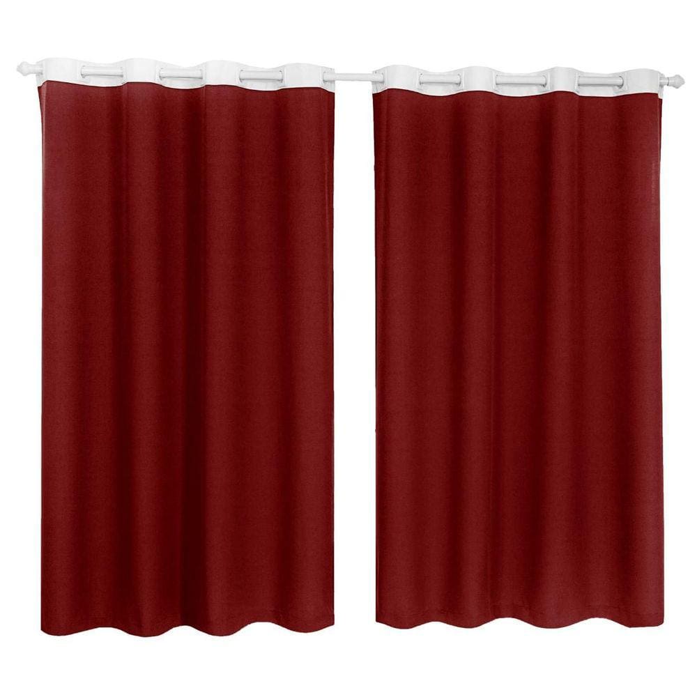 Cortina Tecido Oxford Faixa Branco 2,50M X 3,00M - Vermelho