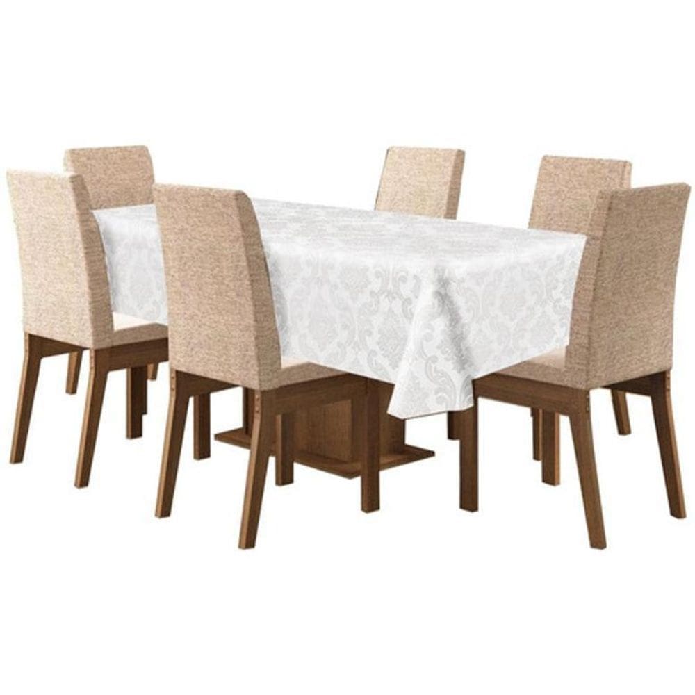 Toalha De Mesa De 4 Lugares Tecido Jacquard - Branco