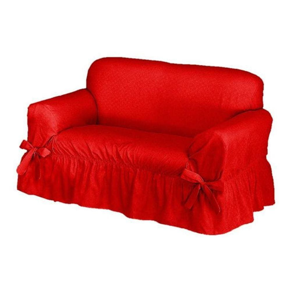 Capa Sofá 2 Lugares Avulso Gorgurão Maquinetado Vermelho