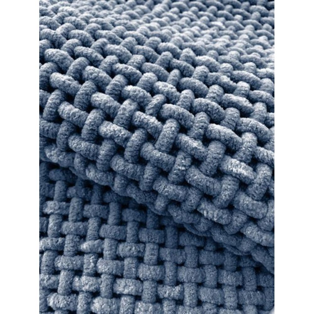 Tapete Microfibra Trançado 60 Cm X 40 Cm - Azul