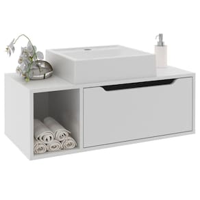Gabinete 1 Porta Com Cuba Para Banheiro BN3600x44 Branco Tecno Mobili